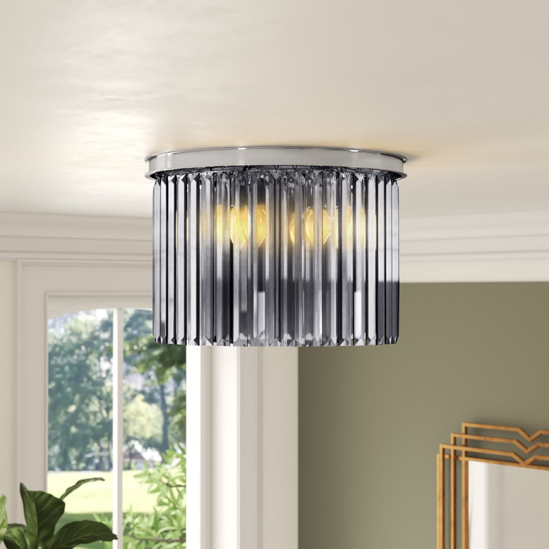 Yazmin Flush Mount, Gray, Polished Nickel
