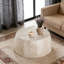 Table basse ronde moderne industrielle avec texture naturelle et design à deux niveaux-129677967