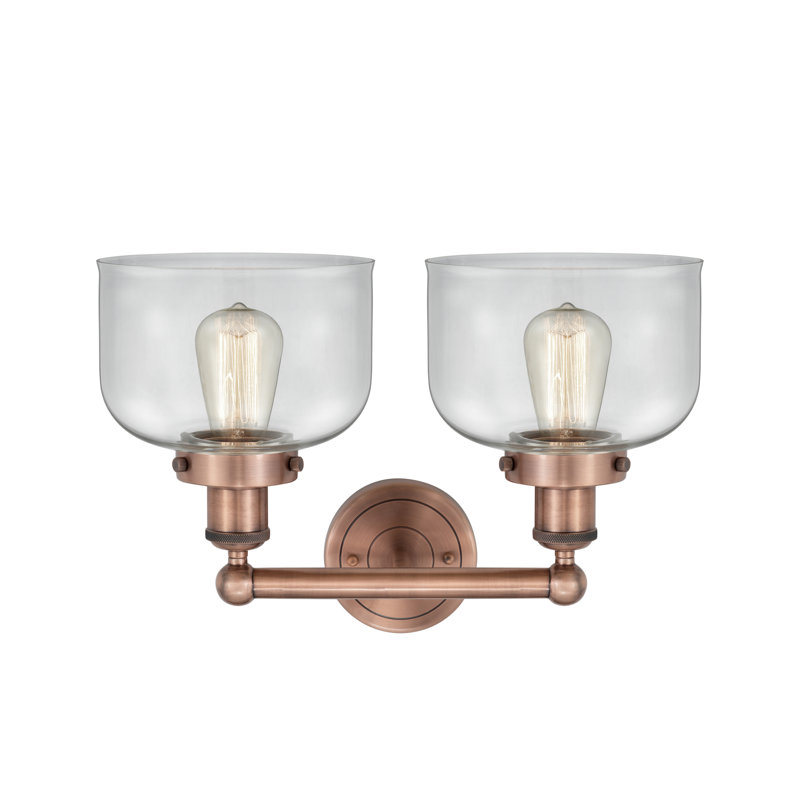 Éclairage pour meuble-lavabo à 2 lumières à intensité variable Arlester, Transparent, Cuivre antique