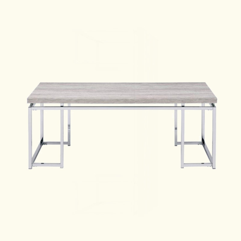 Rectangular Coffee Table With Metal Sled Base