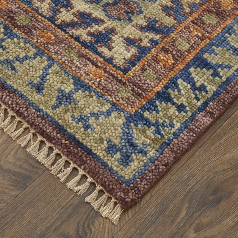 Naleia Wool Geometric Area Rug in Red, Rectangle 12' x 15'