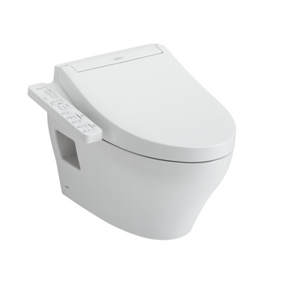 Toilette allongée murale TOTO® WASHLET® + EP et siège de bidet WASHLET C2 et système de réservoir à double chasse encastré 0,9 et 1,28 GPF DuoFit®, argent mat