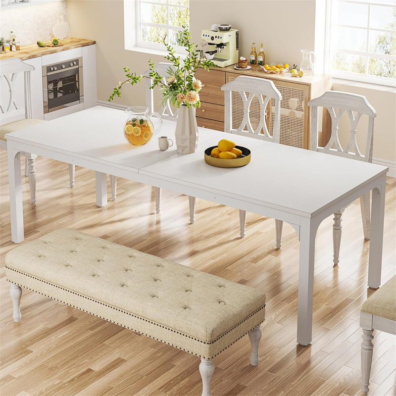 Lamekia Metal Base Dining Table, White, White