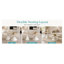 Ensemble de tables basses rondes blanches et en travertin avec base en sablier
