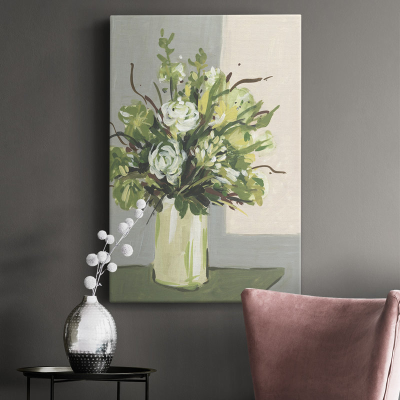 Elegant Floral II - peinture sur toile tendue, H 18 po x l 12 po x P 1,5 po