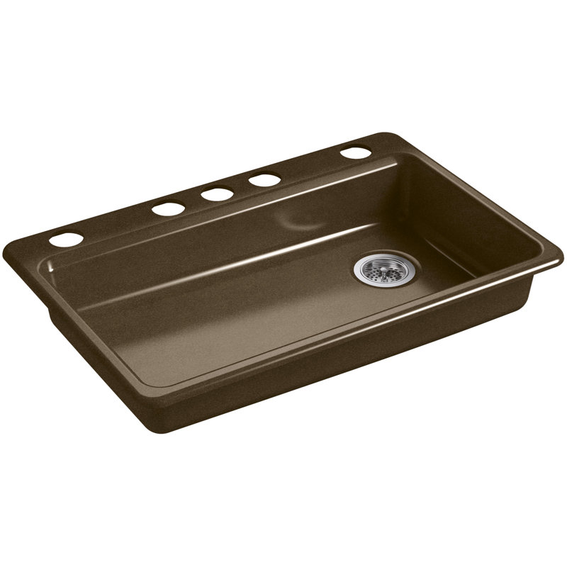 Riverby® 33" L x 22" W Undermount Single Bowl Kitchen Sink, Black/Tan