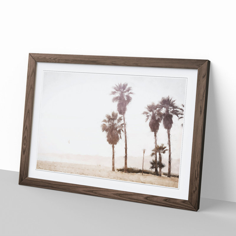 Palm Tree Beach Vol.2 - Framed Print, 27cm H x 36cm W x 2cm D, Walnut Framed