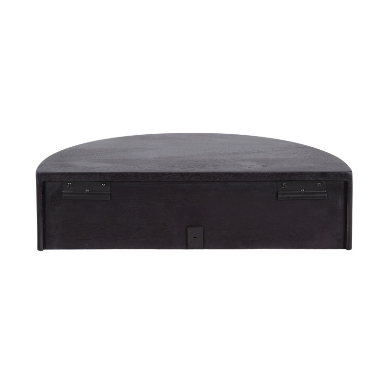 Kristie Half-circle Mango Floating Shelf with Drawer, Black