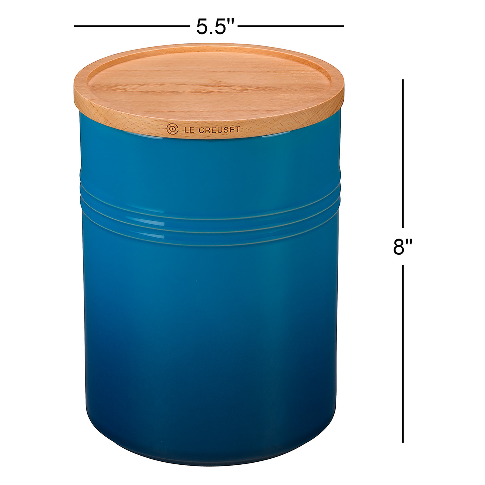 Le Creuset Stoneware Kitchen Canister, Marseille, 8" H x 5.5" W x 5.5" D