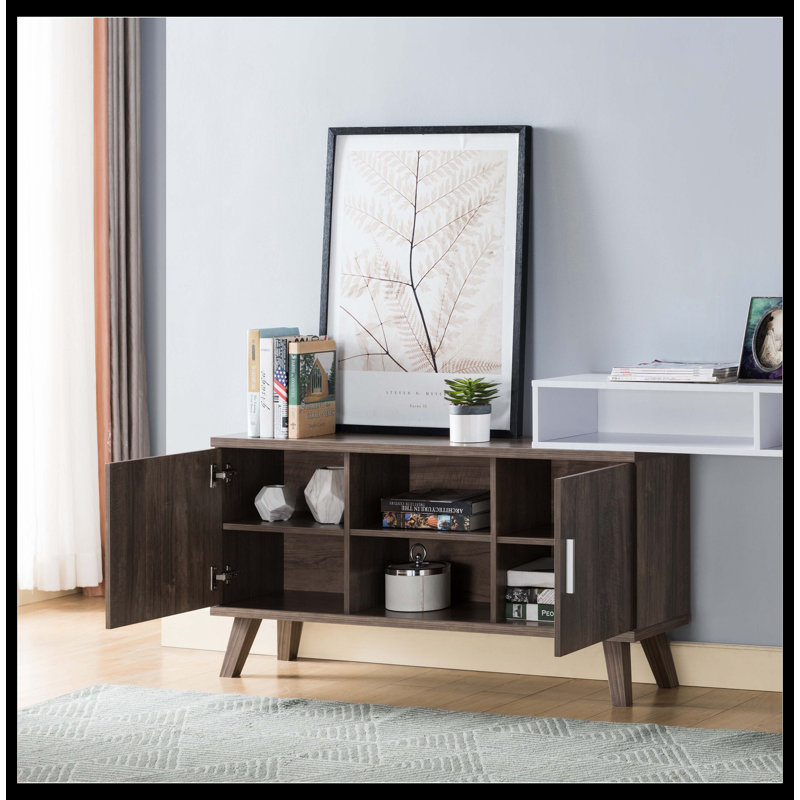 Console d'entrée 72 W avec plusieurs compartiments de rangement, vitrine, noisette