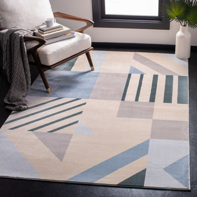 Tapis beige à motif géométrique Aslin