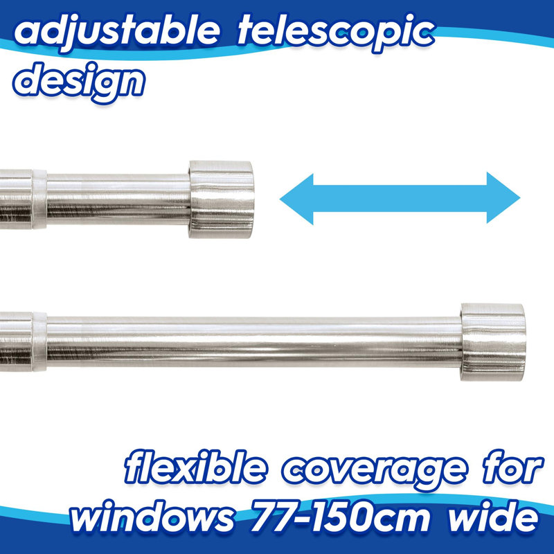 Harbour Housewares Extendable Metal Curtain Poles Kit, 2cm H x 150cm L x 2cm W, Brushed Nickel