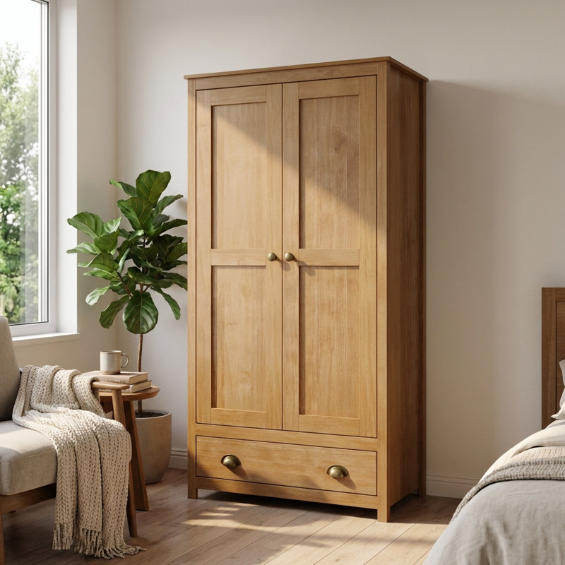 Garde-robe en bois massif 35,7 po Topazio, Naturel