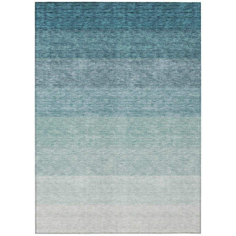 Tapis intérieur / extérieur bleu sarcelle et ivoire 3 'x 5'