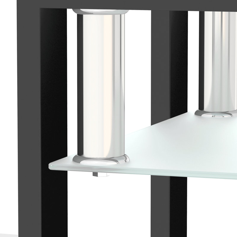 Set Of 2, Modern Tempered Glass Tea Table Coffee Table End Table, Square Table For Living Room, Black