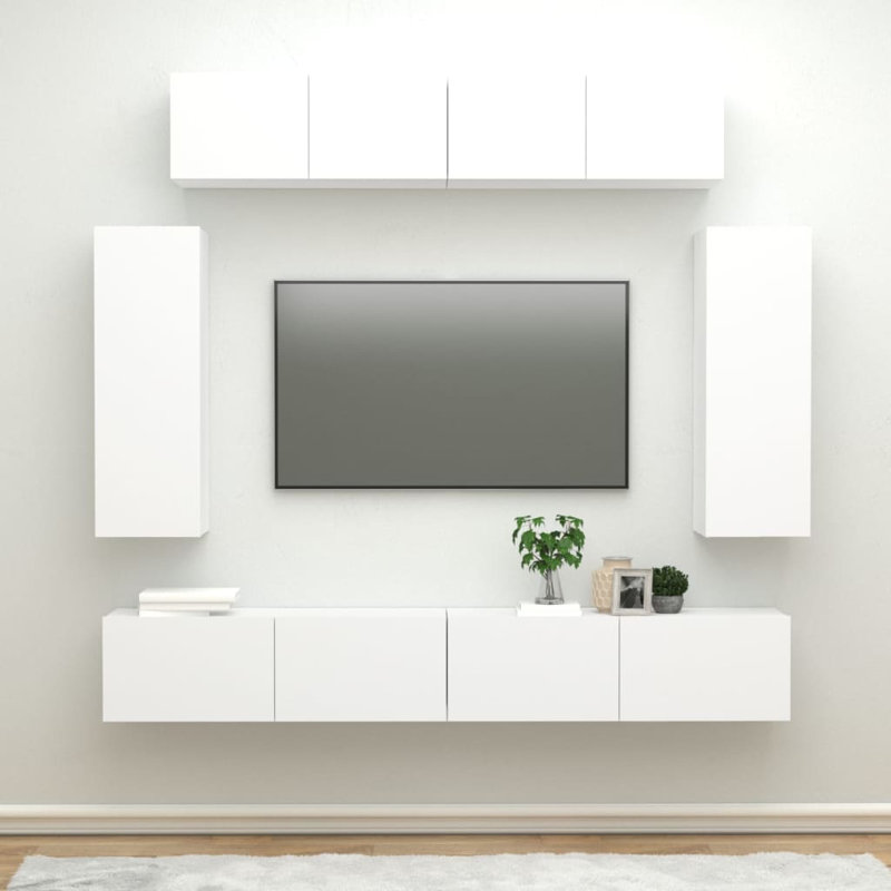 Eaubonne Unfinished Floating for TVs up to 60", 100cm W x 30cm D x 30cm H, White, 6 cabinet