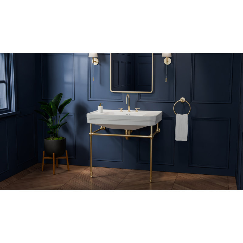 Valencia 31 in. W x  33 in. H Console Sink, 8 in. Faucet Drilling, Polished Brass, Polished Brass, Widespread Faucet