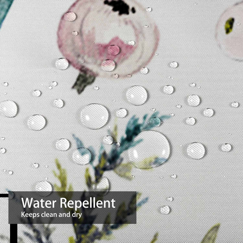 Aquarelle sophistiquée, décoration florale botanique blanche sans couture rétro avec 12 crochets, L 72 po x l 72 po
