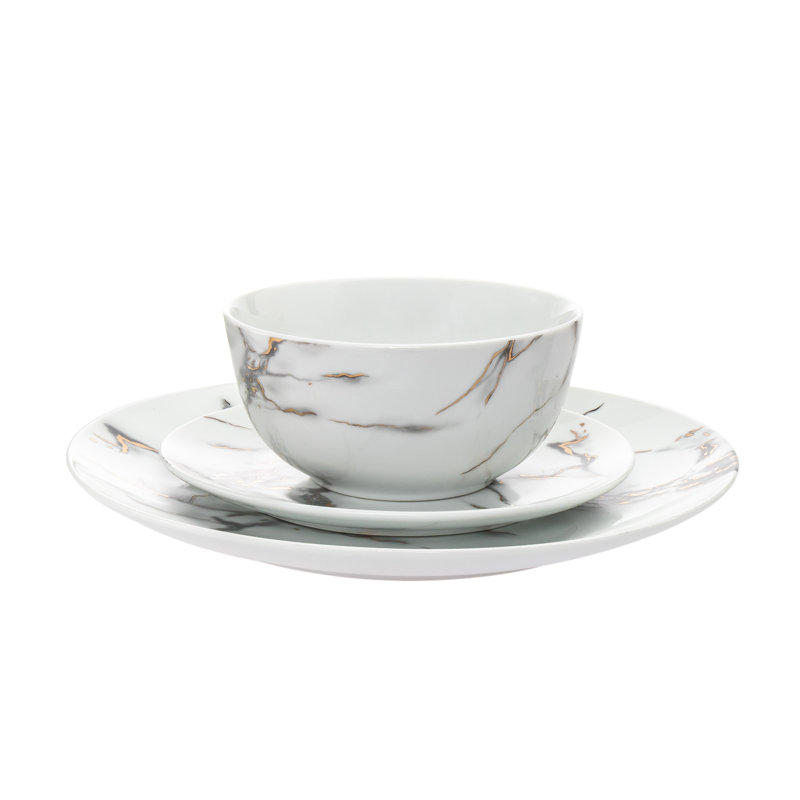 Service de table en porcelaine 16 pièces Rayo Marble
