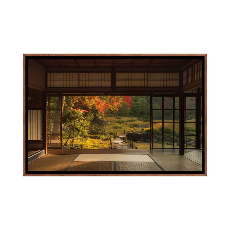 Autumn In Japan XIX by Daniel Kordan - Print on Canvas, 66.04 cm H x 45.72 cm W, Classic Brown Wood Framed
