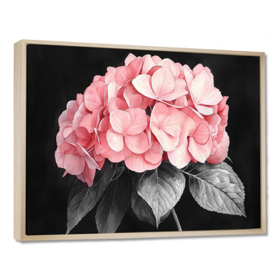 Hortensias avec une fleur de rose douce I - art mural grand hortensia