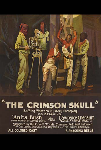 Crâne cramoisi-imprimé publicitaire, H 66 po x l 44 po x P 1,5 po