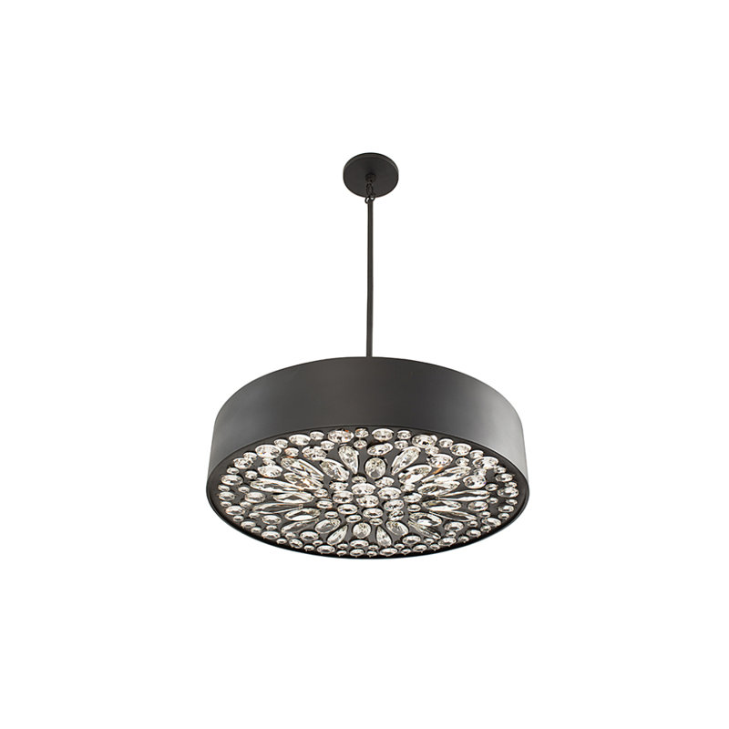 Luminaire suspendu 6 lumières Azores en cachemire noir