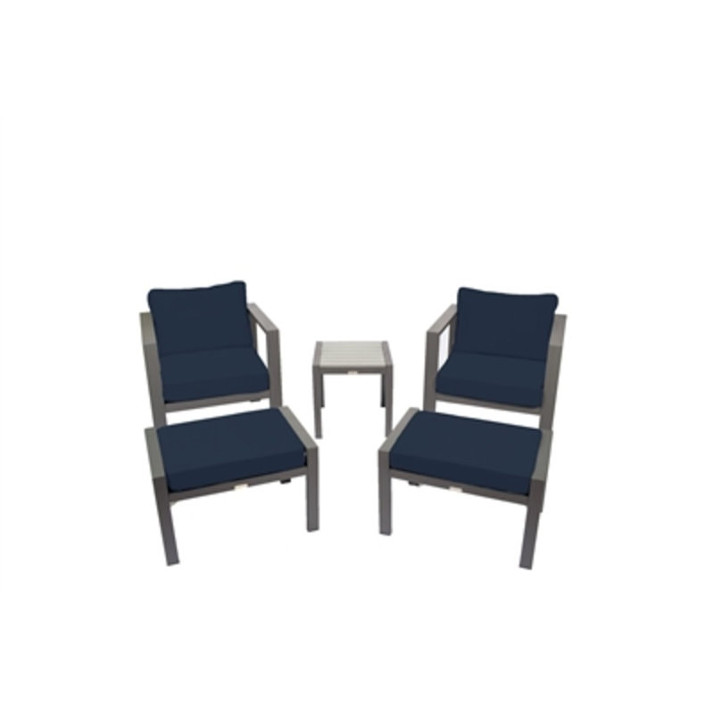 Lakeview Modern 5-Piece Aluminum Bistro Set, Navy