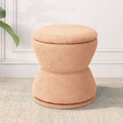 360 Degree Swivel Sherpa Ottoman With Storage, Modern Boucle Footrest Coffee Table For Living Room, Makeup Rooom, Bedroom