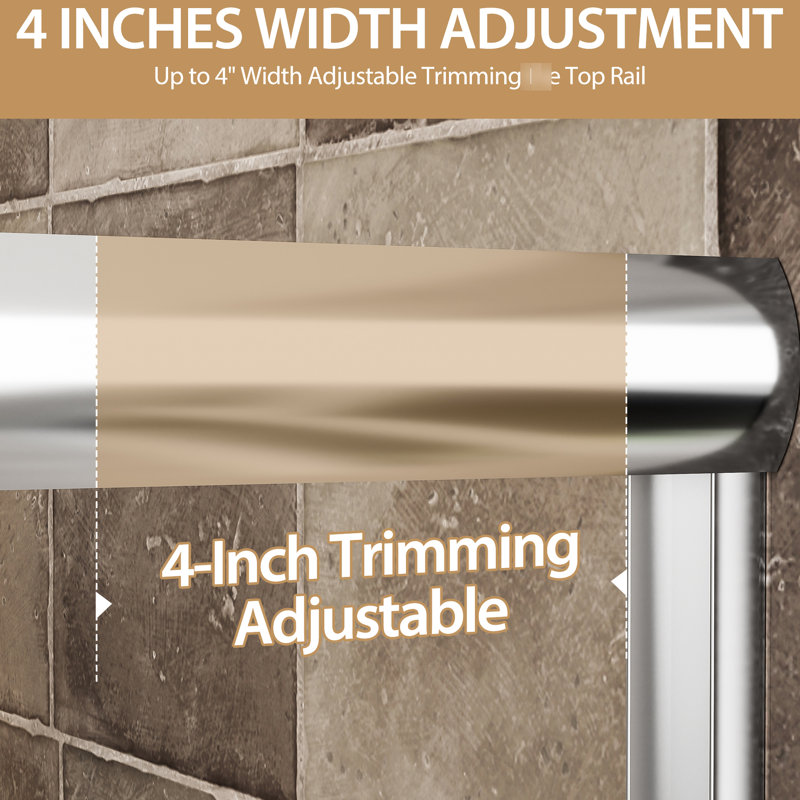 60" Wide Aluminum Double Sliding Shower Door, 1/4" (6mm) Clear Tempered Glass With - Proof Film, Corrosion Handles, Easy Installation In Bathroom 72" High Frame Door 6mm And Shatter Adjustable Width,