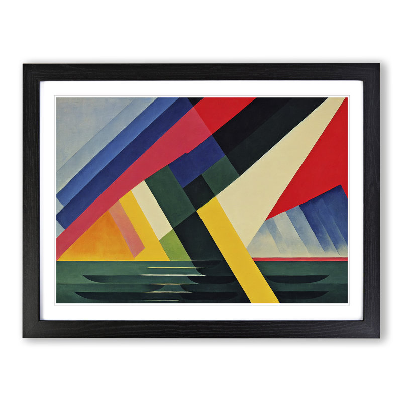 Illuminated Modern Abstract - Single Picture Frame Print, 25cm H x 34cm W, Black