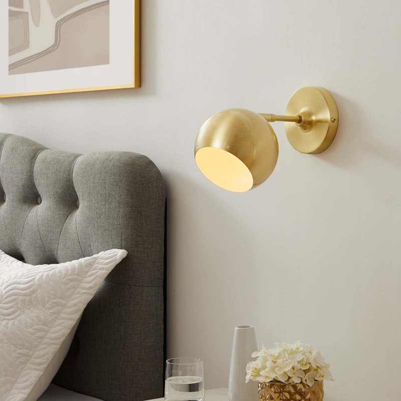 Modway Chalice 4" Swing-Arm Metal Wall Sconce, Satin Brass