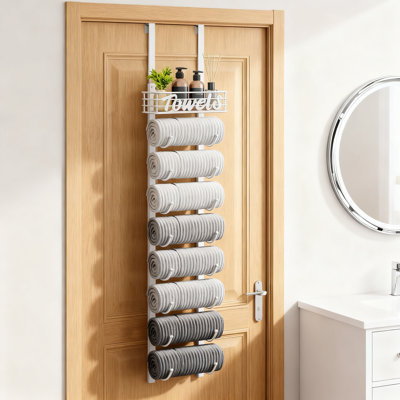 Porte-serviettes suspendu à 9 niveaux avec options de fixation murale - Organisateur de rangement vertical peu encombrant pour les salles de bain, les véhicules récréatifs et les petits espaces - Aucun outil requis