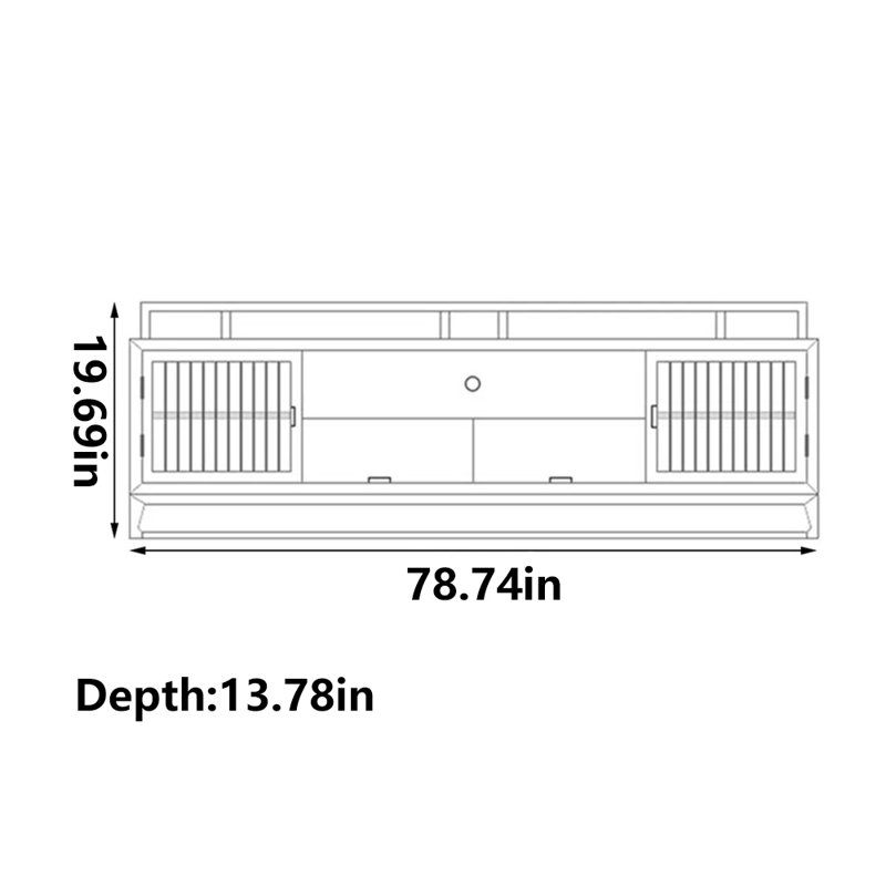Grille design practical TV cabinet, 78.74"