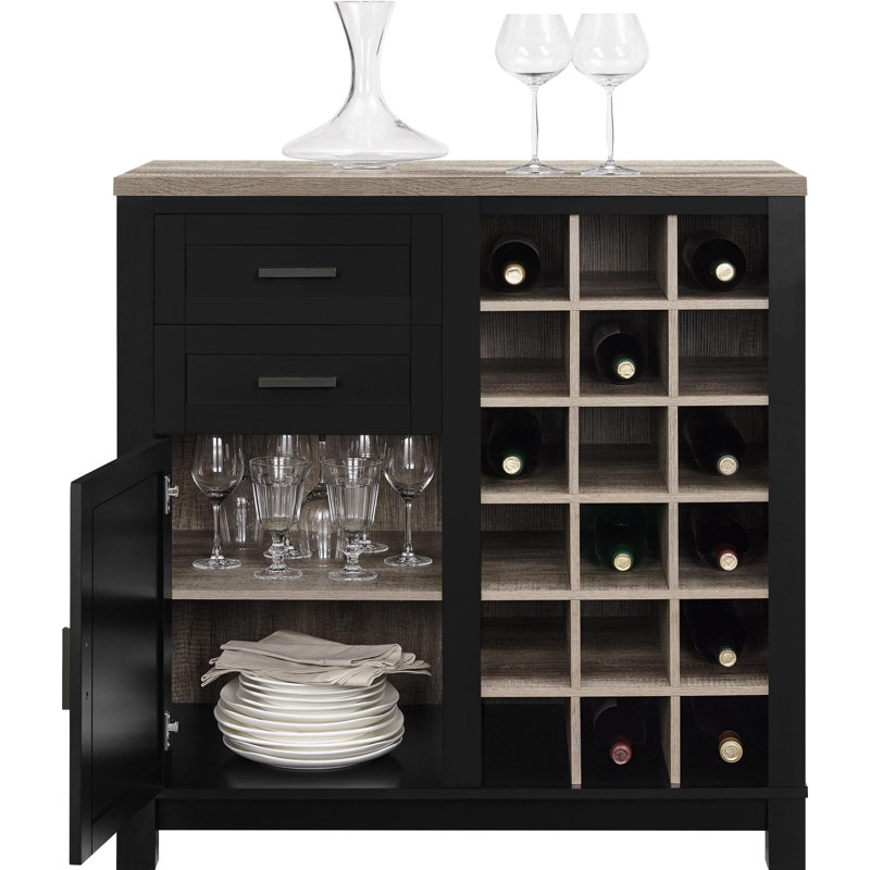 Aaron 91cm Bar Cabinet, Black