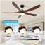 Ventilateur de plafond à 5 pales en bois massif 62 pouces avec télécommande et éclairage (DEL) à moteur à courant continu pour l'intérieur, l'extérieur et la terrasse