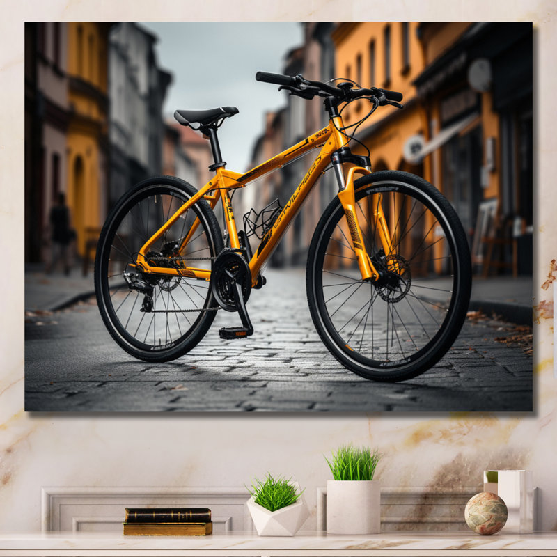 «Vélo Cityscape Escape», art mural sur toile, H 30 po x l 40 po x P 1,5 po, Toile tendue