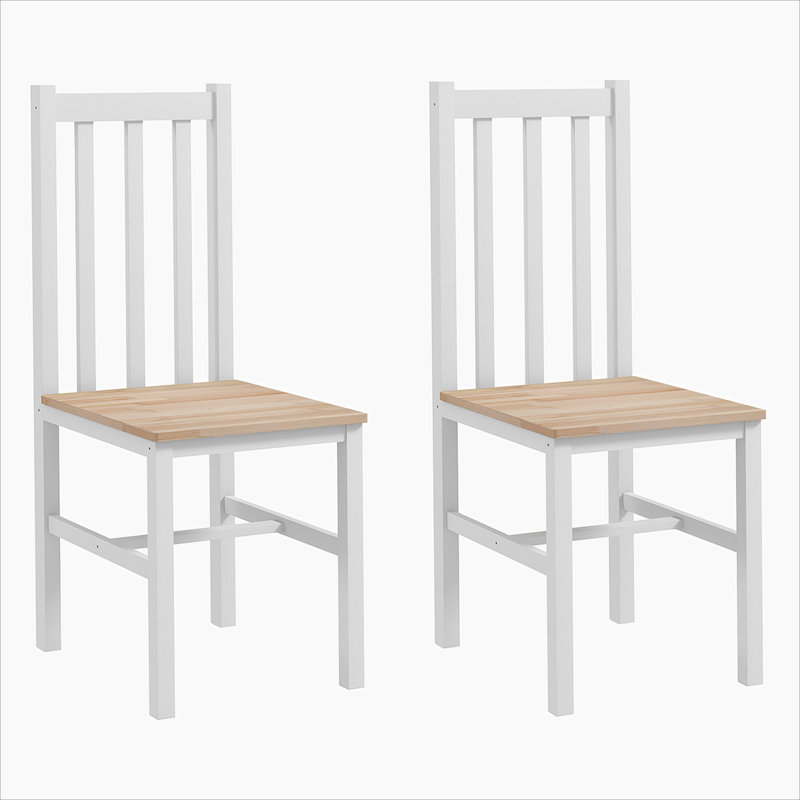 Chaise d'appoint en bois massif Nystead, Blanc, Ensemble de 4