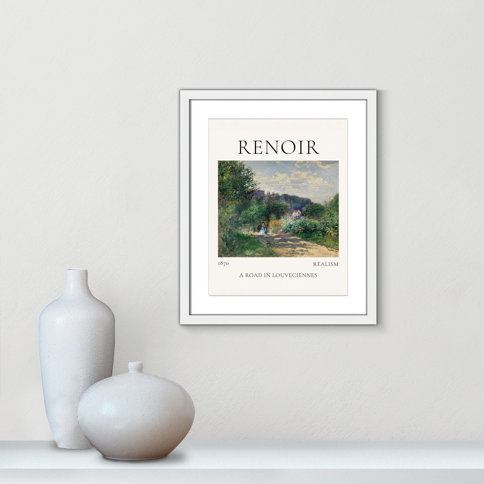 Rocchetto "A Road in Louveciennes" Print, White Single Picture Frame, Yes, 19" H x 16" W x 1.25" D
