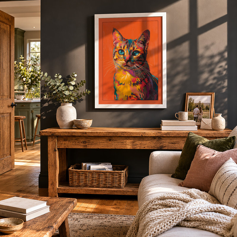 Chromatic Cat Modern - Print, A1 - 84.1 x 59.4 cm, White