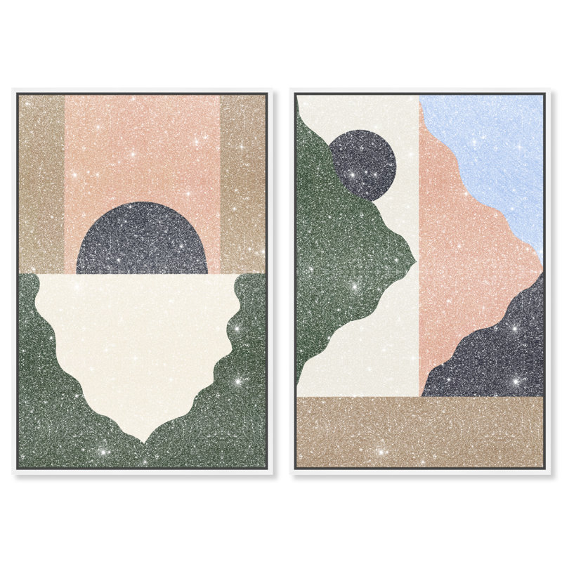 Pealing Abstracts Set Set by Oliver Gal, 11"H x 16"W, White Floater Frame