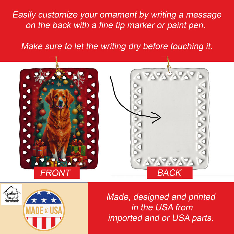 Ornement en porcelaine de Noël Nouvelle-Écosse, « Nova Scotia Duck Tolling Retriever »