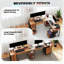 Bureau d'ordinateur, bureau en L, bureau d'angle avec tiroir, prises de courant et lumières DEL-135755710