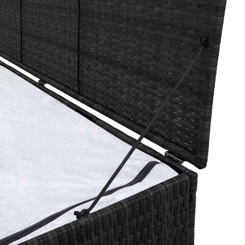 Dakota Fields Hayrig 150cm W 0L Water Resistant Wicker Deck Box, Black