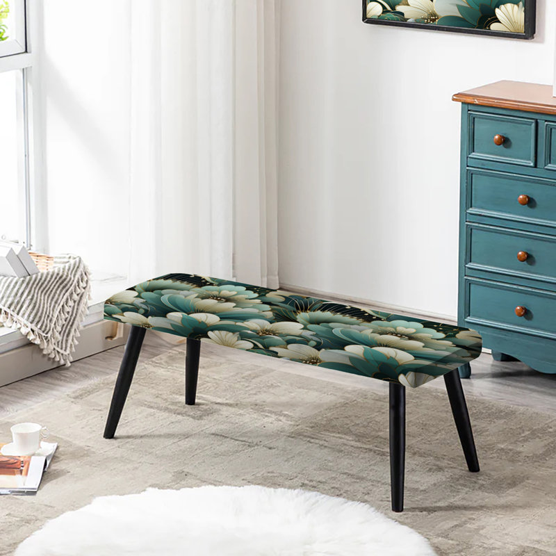 Motif décoratif damassé vert - banc rembourré damassé noir