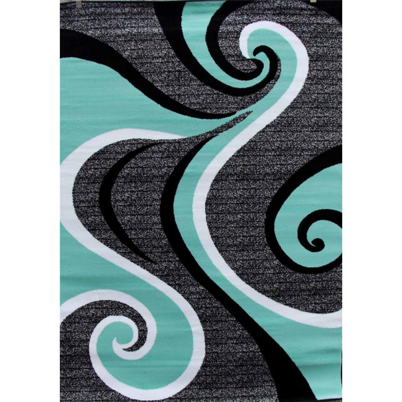 Tapis moderne vert de mer, 5'2" x 7'2"