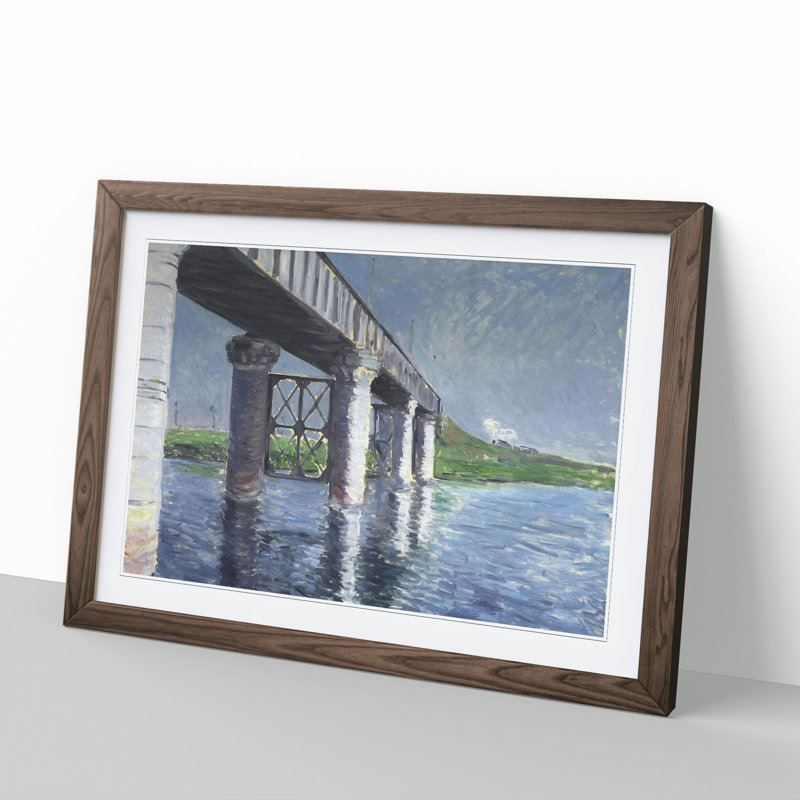 The Seine and the Railroad Bridge by Gustave Caillebotte - Framed Print, 48cm H x 65cm W x 2cm D, Walnut Framed