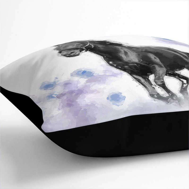 Wild Horse Cushion with Filling, 55cm H x 55cm W x 20cm D, Black