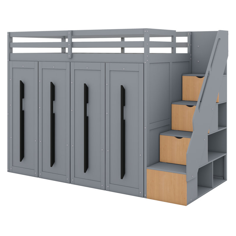  Lit mezzanine Jhaylen, Gris