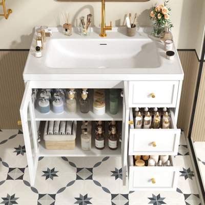 Single Bathroom Vanity with Ceramic Basin